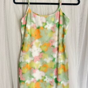 Glamorous Pastel Floral Slip Dress in Green, Pink & Orange